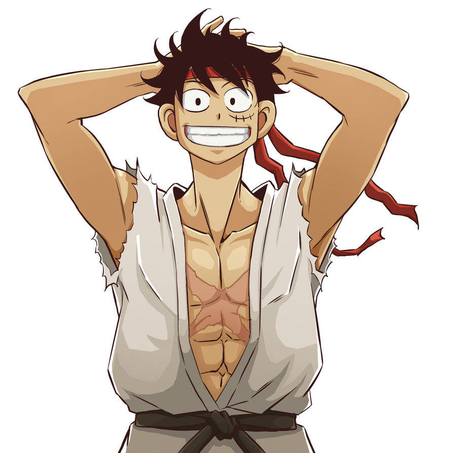 Luffy Using Ryou Drawing Luffy x Ryu by getterstudio on DeviantArt