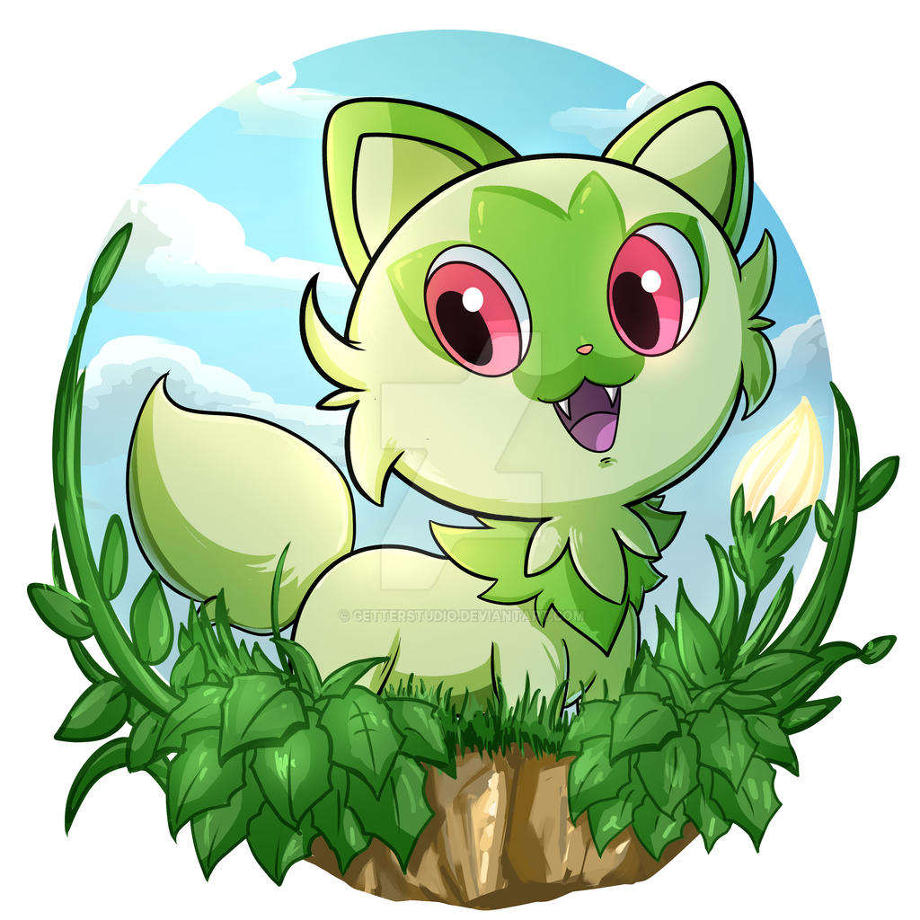 Pokemon sprigatito by getterstudio on DeviantArt