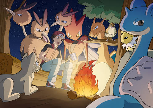 pokemon around the campfire