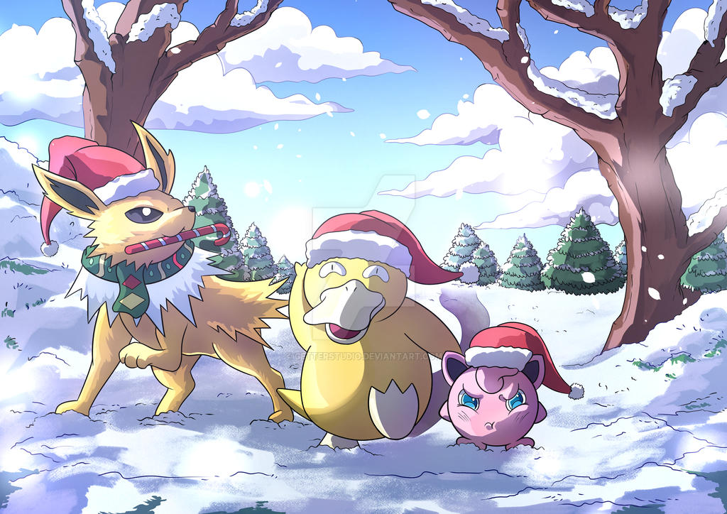 Pokemon Winter Pattern Playing with pokemon in the middle of winter by getterstudio on DeviantArt