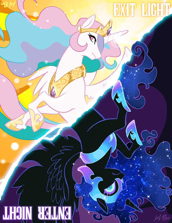 Princess Celestia + Nightmare Moon by K-Bo.