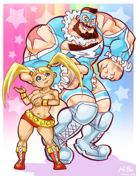 Street Fighter Zangief and R. Mika Costume Swap