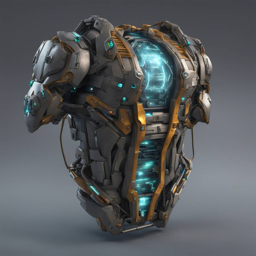 A Sci-fi chestplate energy core with high tech att