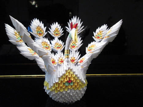 3D Origami Stick Feathered Peacock