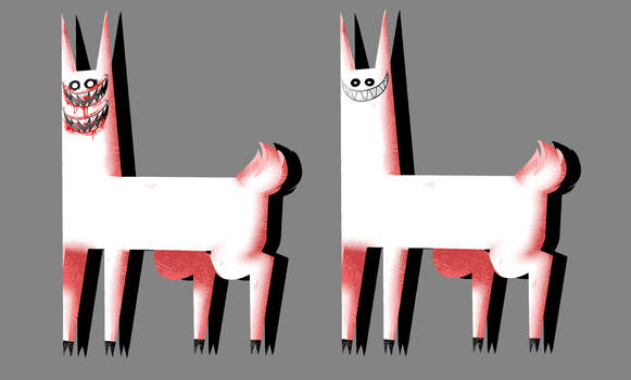 Two Nightmare Barn Llamas