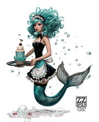 Draw A Mermaid Maid Serving Dessert Ai-version