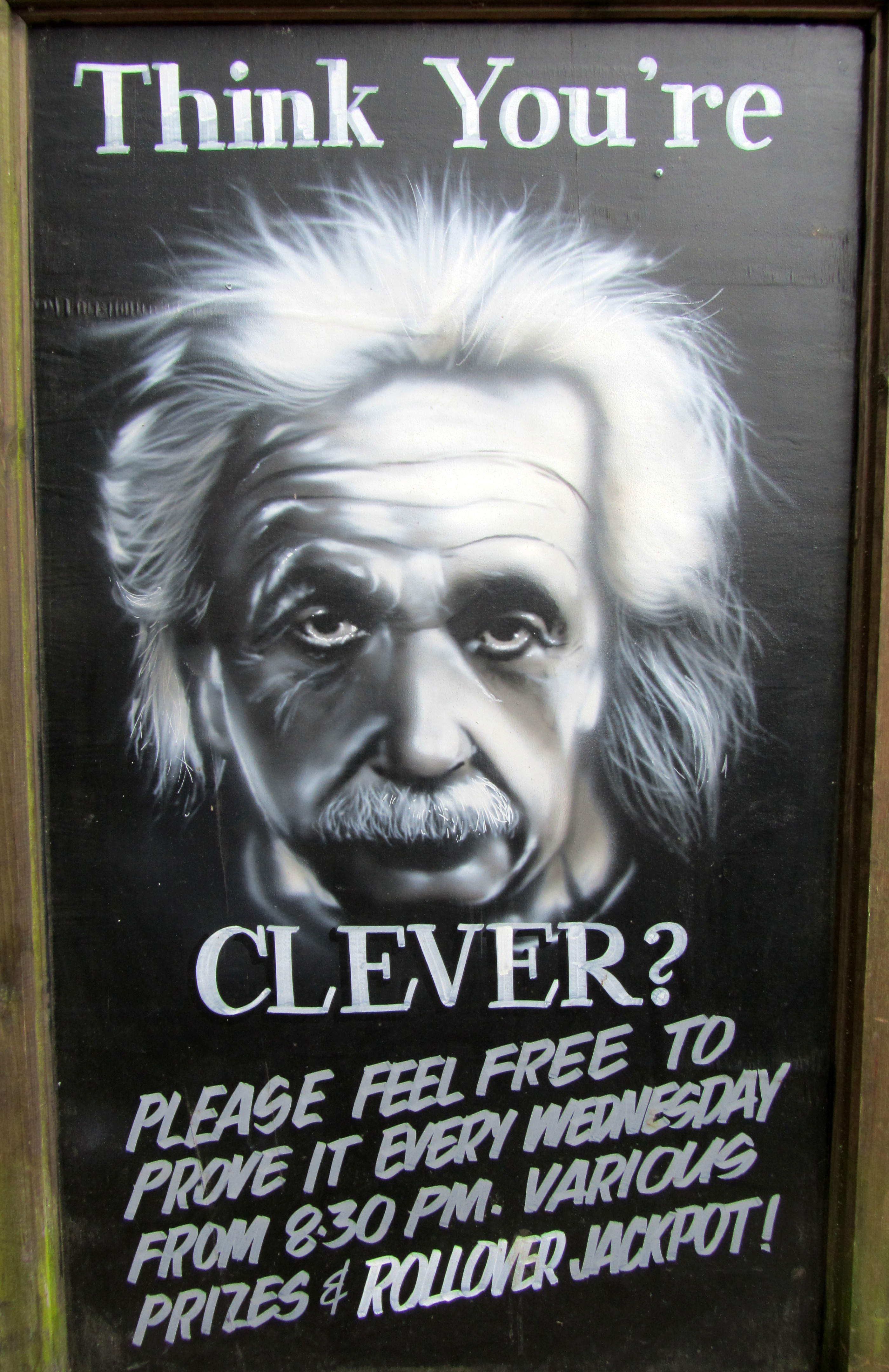 Einstein pub quiz sign