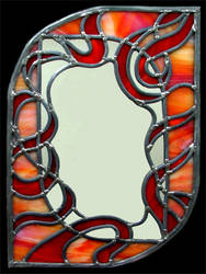 Red Art Nouveau Mirror