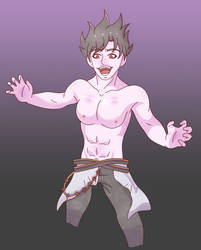 Belial standing topless