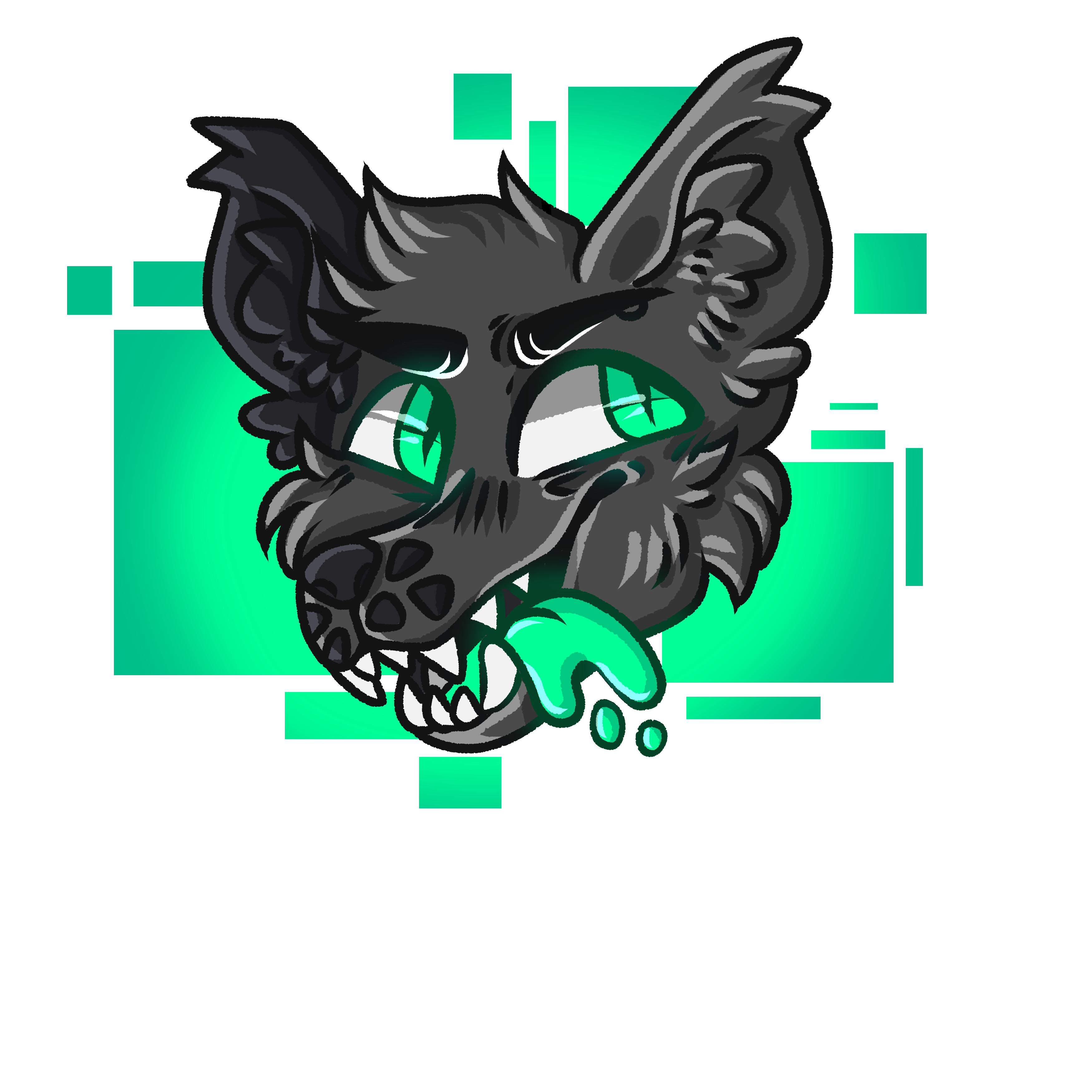 Black Wolf Headshot Green Sticker