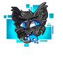 Black Wolf Headshot (Blue) Sticker