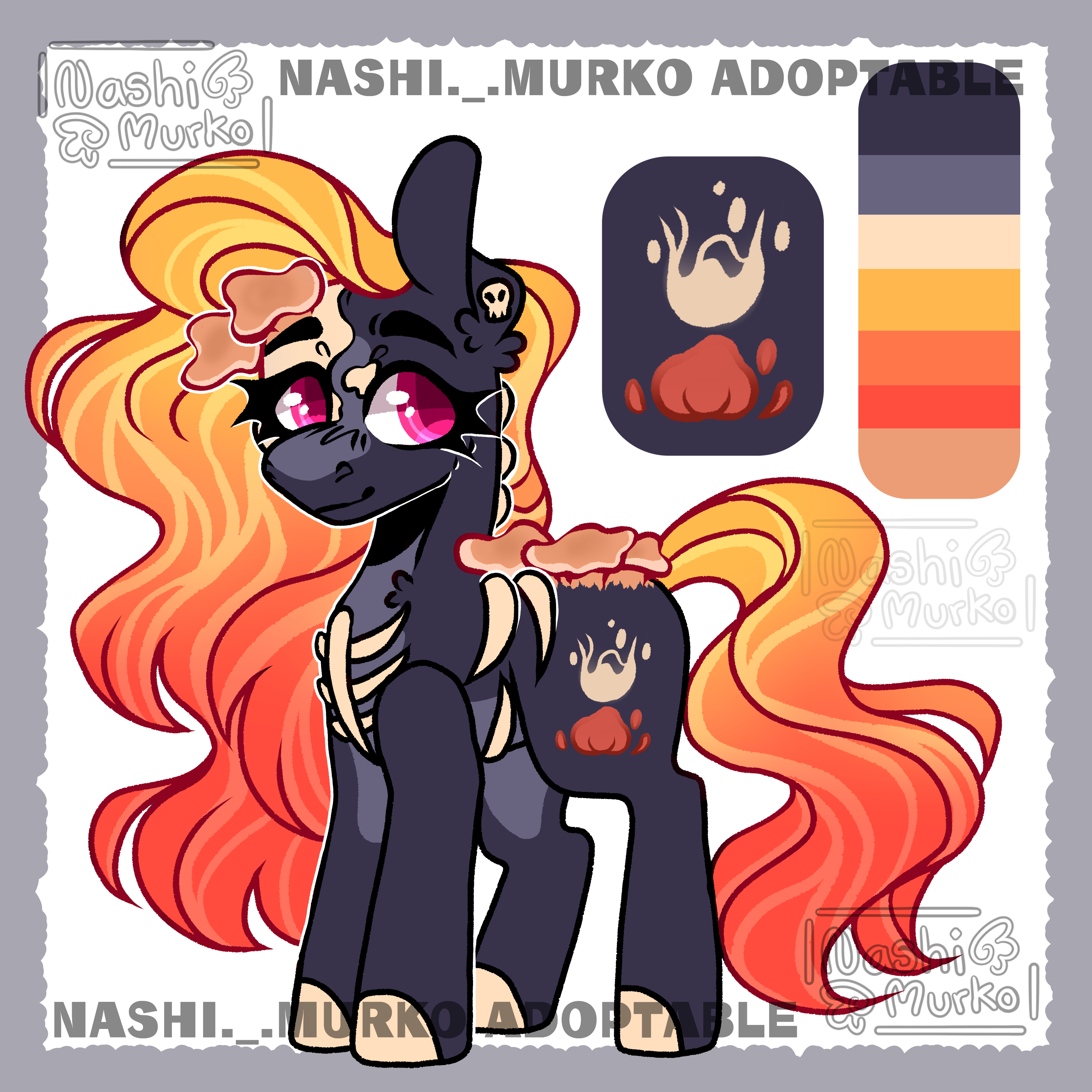 Orange Mushroom and Bone Pony Adopt - OPEN