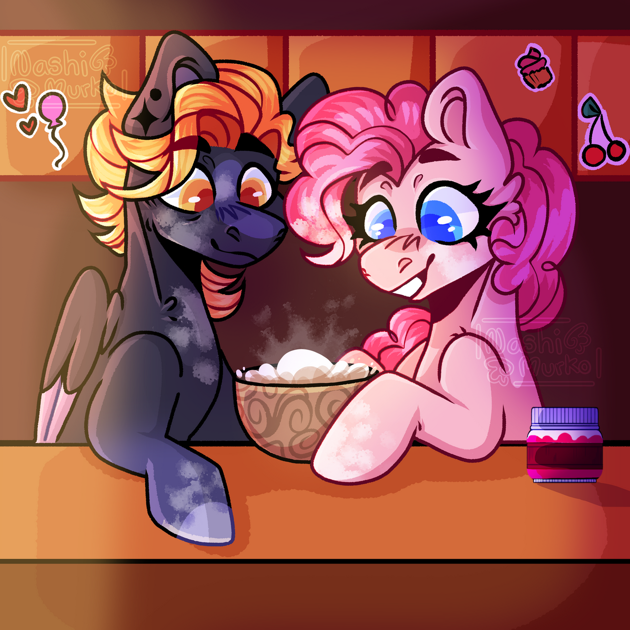 Neptune and Pinkie Pie Baking