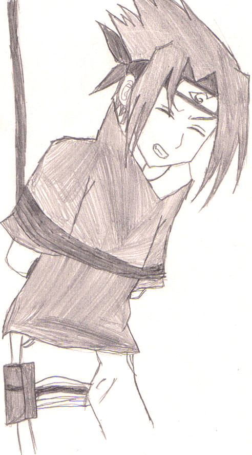 Sasuke tied up.