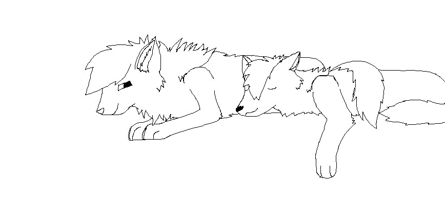 free wolf couple line art