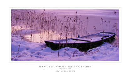 Rowing boat in ice