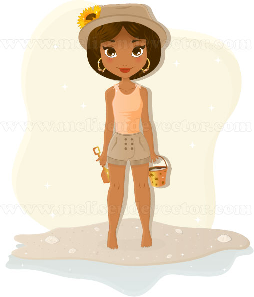 African American girl on beach