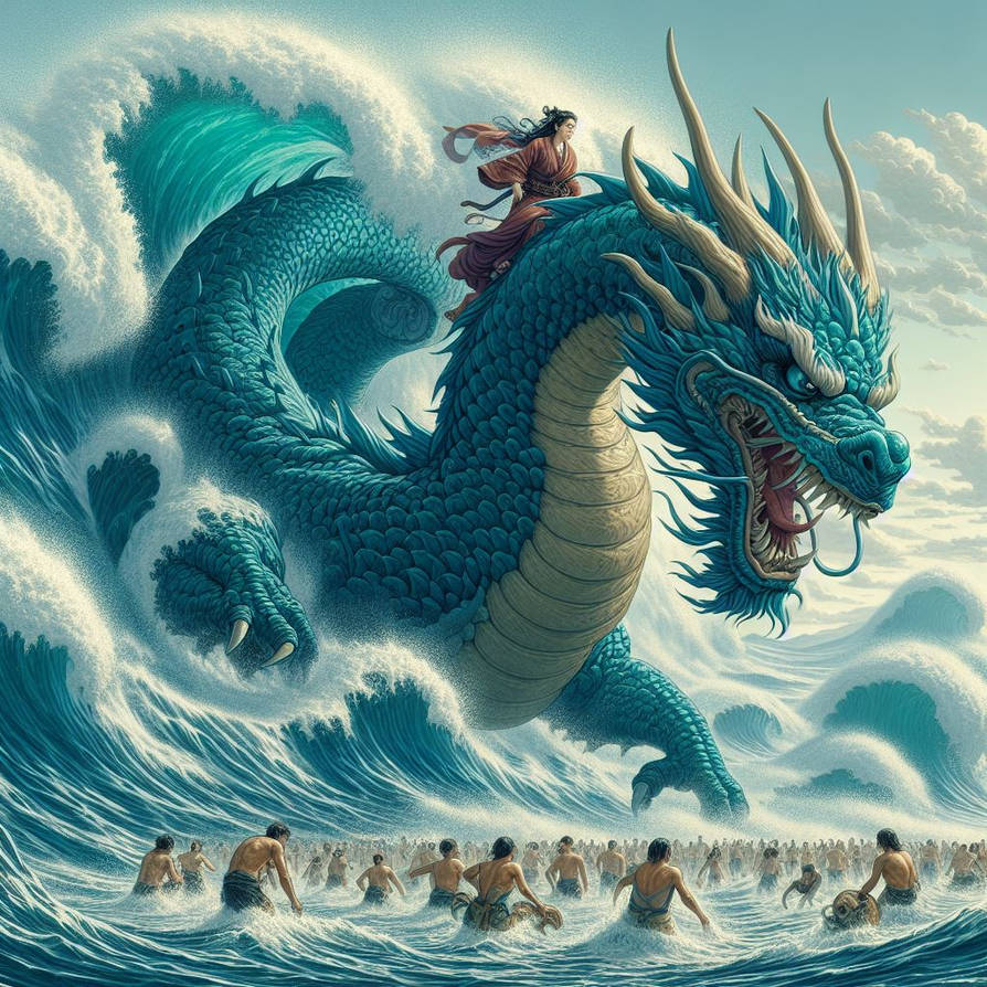 Dragon riding in the sea, non pooltoy version by boriseng on DeviantArt