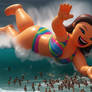 Inflatable giantess bodysurfing 5