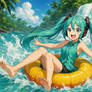 Miku Hatsune Extreme Tropical Whitewater Waterfall