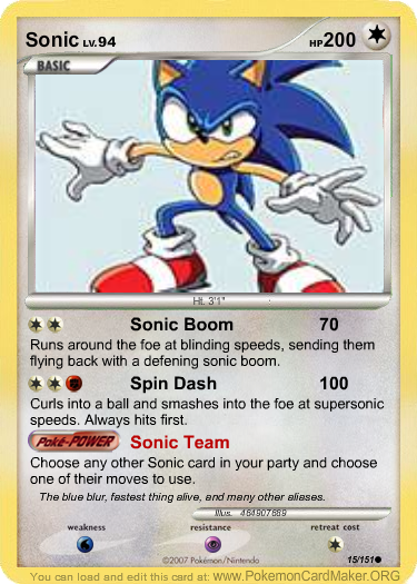 sonic the hedgehog pokemon card birthday cards Sonic X TCG Sonic The