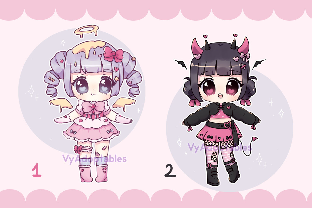 (OPEN 1/2) SP - Angel and demon - Cute by VyAdoptables on DeviantArt