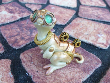 Golden Gear steampunk dragon pal sculpture