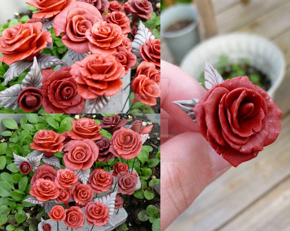 Red Clay Roses Handmade Polymer clay Roses by MysticReflections on DeviantArt