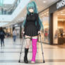 Girl with leg cast