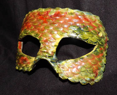 Fiery Raku Dragon Mask - Copper and Green