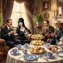 Price, Elvira, Lugosi, Karloff and Cushing @ Tea