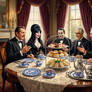 Price, Elvira, Lugosi, Karloff and Cushing @ Tea