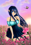 Yuri - Fairy sitting in the flower field by SweetyBat