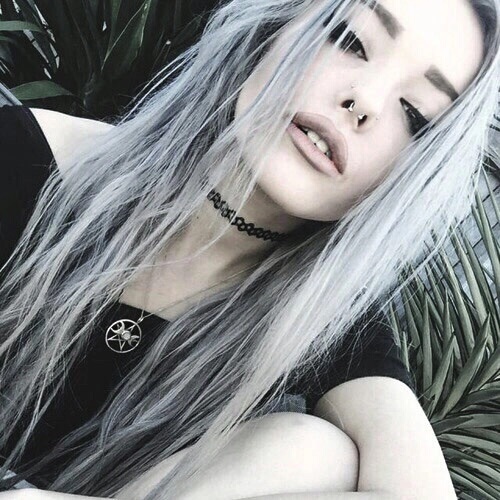goth, hair, gray  Goth hair, Crazy hair, Silver hair