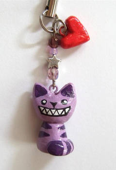 Cheshire cat cell phone charm