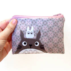 Retro fabric Totoro pouch