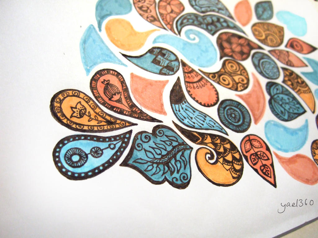 Organic zentangle design in color by yael360 on DeviantArt