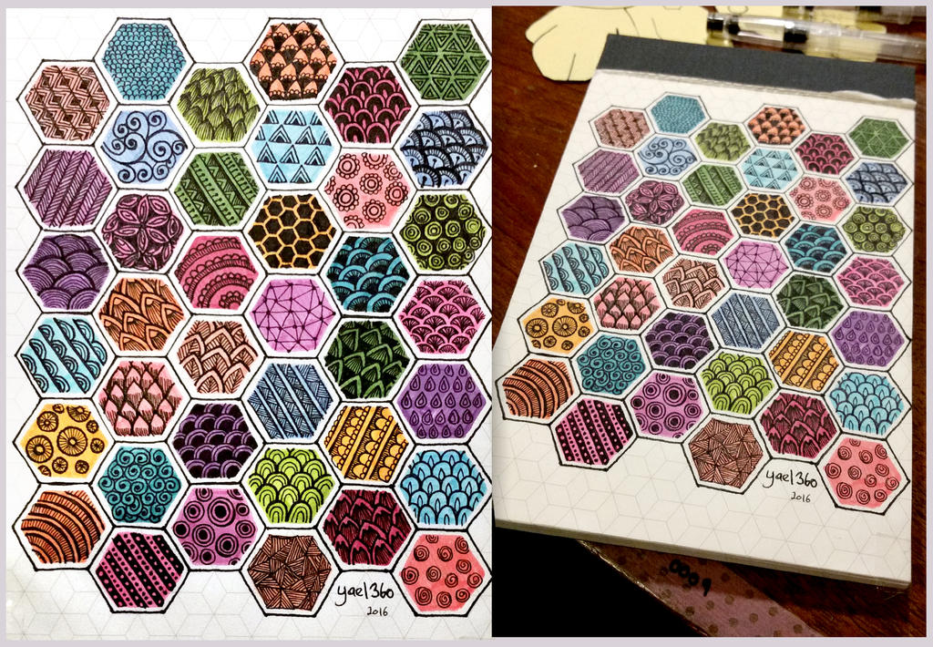 Zentangle tutorial pattern cheat sheet rainbow by yael360