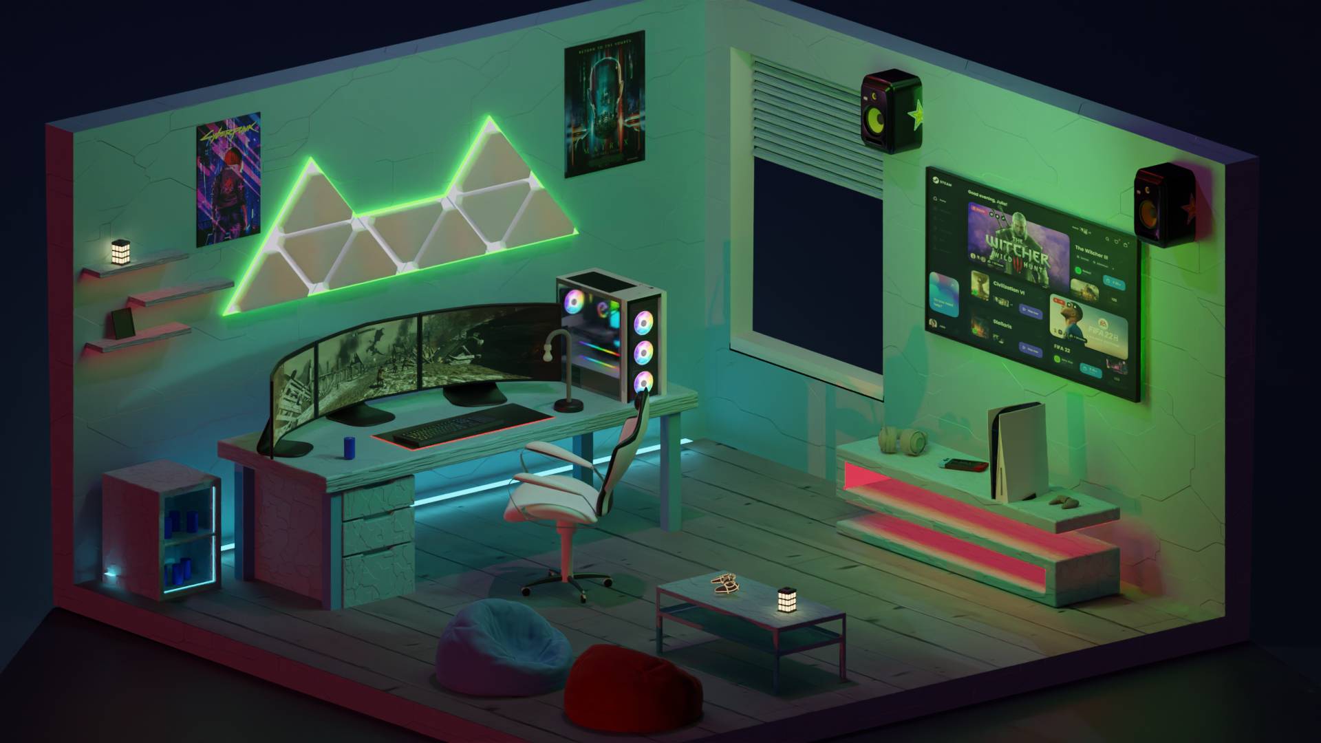 Gaming Deviantart gaming room (concept art) by heyflin on DeviantArt