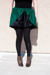 Green Skirt With Velvet Triangle