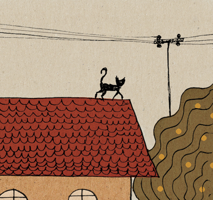 The cat on the roof.