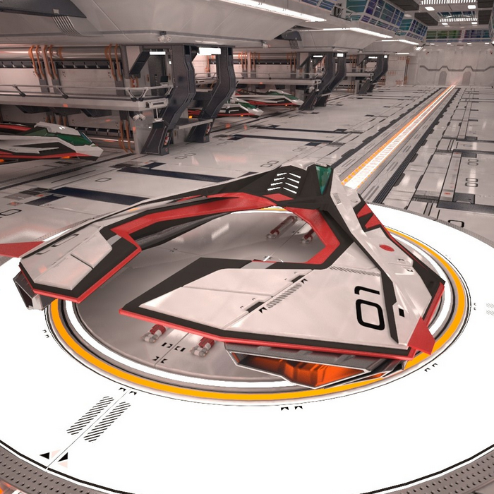 Sci-fi Space Hangar Scene 3D Render