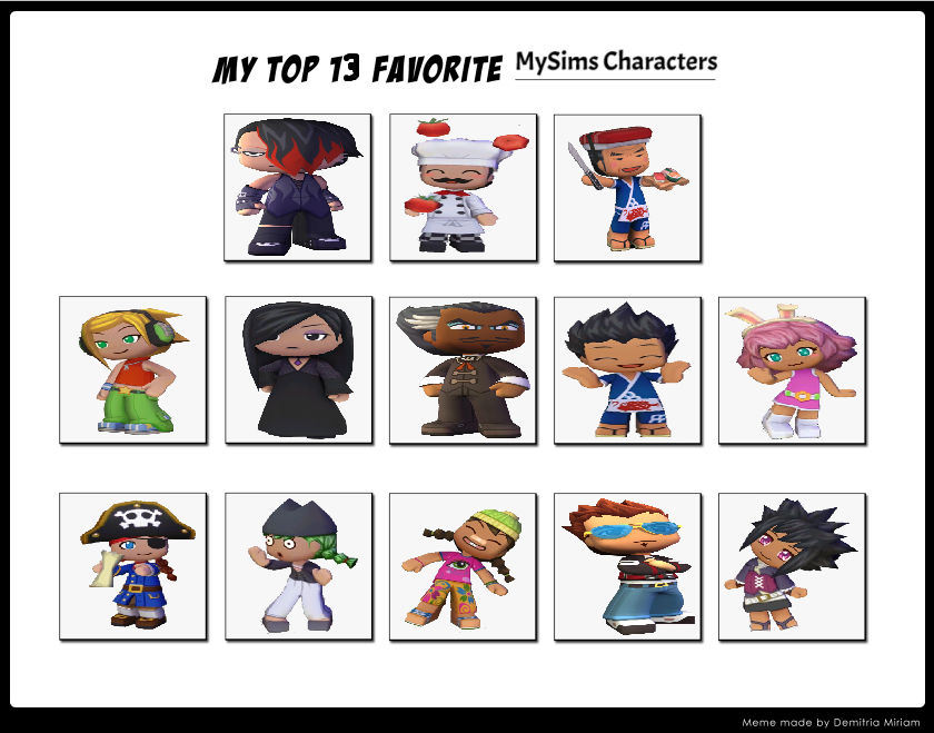 My Top 13 MySims Characters by P97Industries on DeviantArt