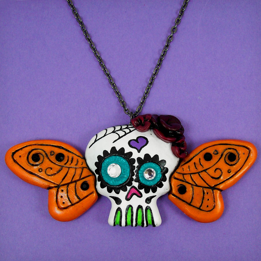 Butterfly Sugar Skull Necklace