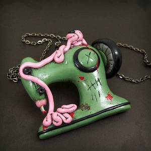 Zombie Sewing Machine Necklace