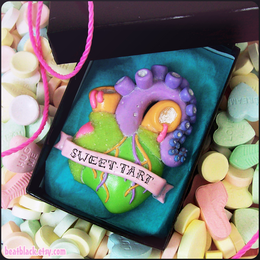 Sweet Tart Candied Heart Necklace with Tentacle