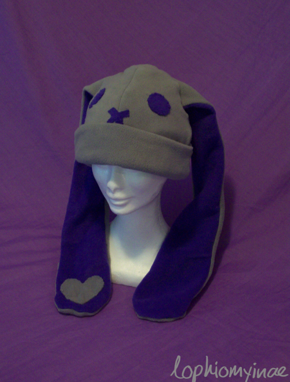 Grey and Purple Bunny Hat