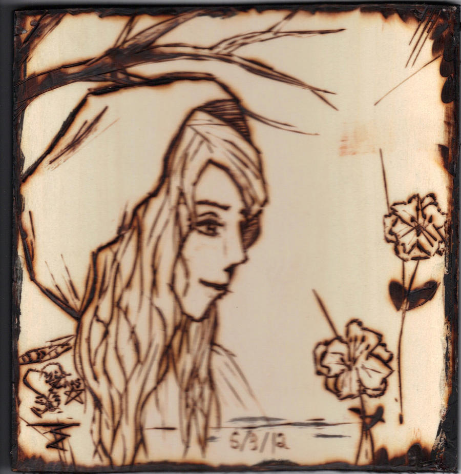 Hooded Girl Pyrography