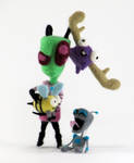 Needle-Felted Zim AND Minions by GlassCamel
