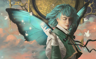 Portrait in gold and turquoise - Papio the Fairy by Aramisdream